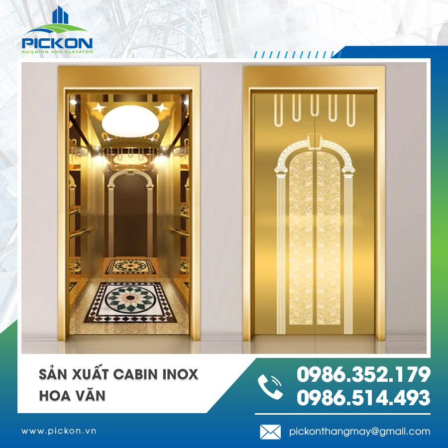 Cabin inox hoa văn thang máy được gia công chính xác và bền đẹp Cabin inox hoa văn thang máy được gia công chính xác và bền đẹp